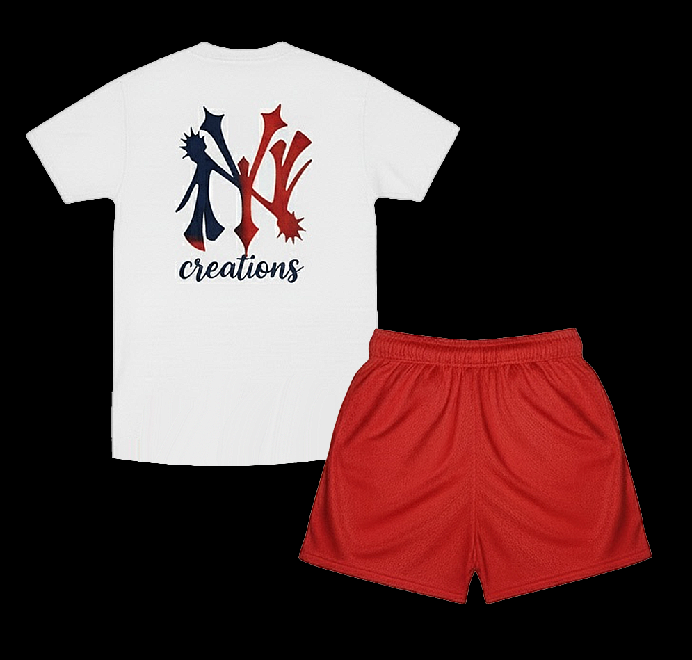 NY RED SHORTS SET