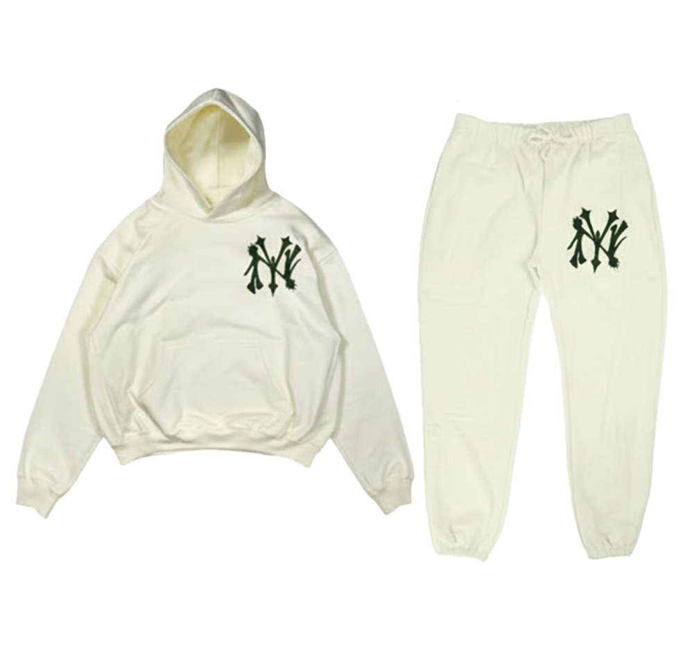 NY WHITE HOODIE SET
